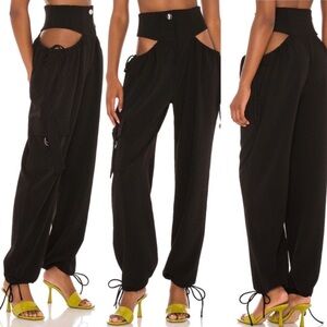 h:ours Suki Cutout Alessandro Grunge Streetwear Jogger in Black Revolve